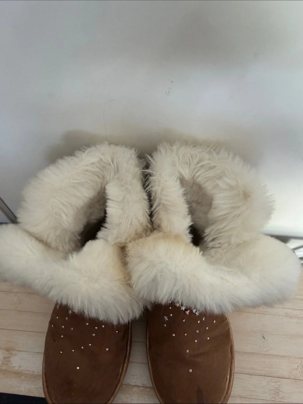 Justice Brown Faux Fur Star-Studded Kids Boots